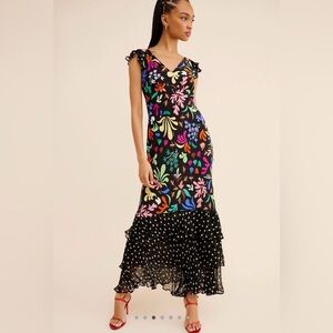 RIXO Silk Ossy Maxi Dress MSRP $575